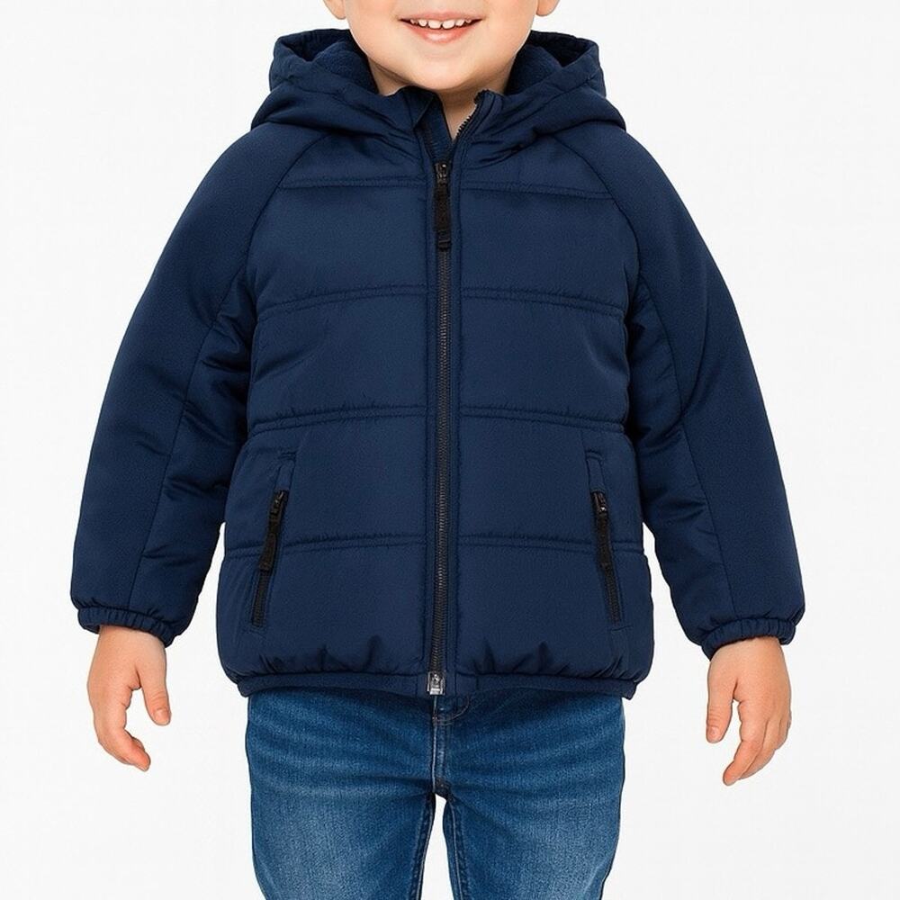 Avalanche Quilted Puffer Coat Kids 4T Navy Blue Hooded Insulated Winter
